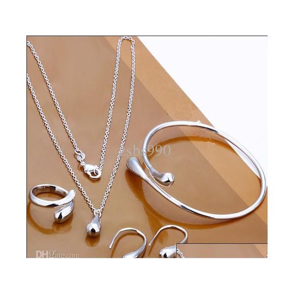 fashion jewelry set 925 sterling silver plated water drop necklace earrings ring bangles for women wedding gifts shipping wnewo, Black
fashion jewelry set 925 sterling silver plated water drop necklace earrings ring bangles for women wedding gifts shipping wnewo, Black