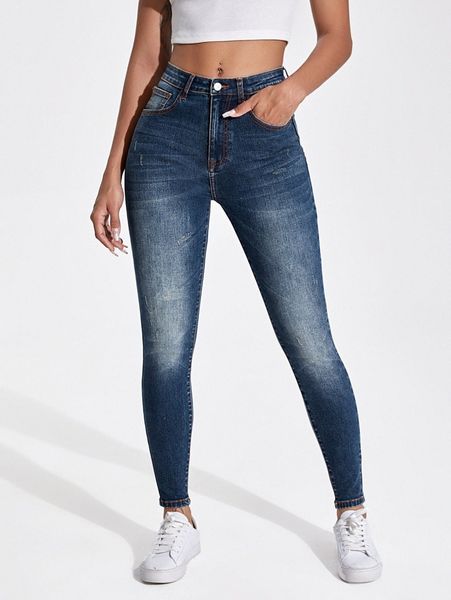 cat whisker skinny jeans 95qj#, Blue