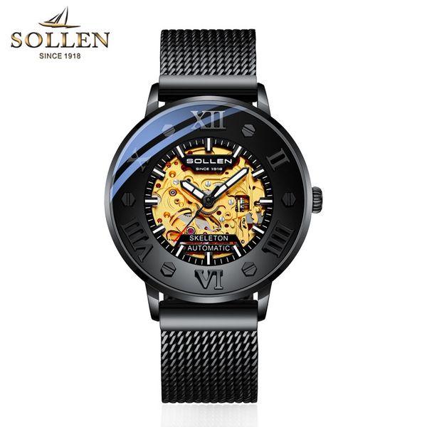 original sollen automatic mechanical men's all steel mesh with waterproof blue mirror watch, Slivery;brown
original sollen automatic mechanical men's all steel mesh with waterproof blue mirror watch, Slivery;brown