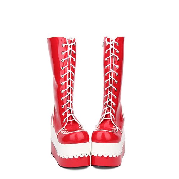 angelic imprint new fashion punk lolita style knee high winter boots for women high heel wedge heel shoes size 35-46 9718, Black
angelic imprint new fashion punk lolita style knee high winter boots for women high heel wedge heel shoes size 35-46 9718, Black