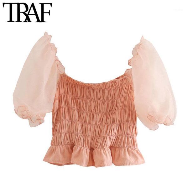 traf women sweet fashion organza puff sleeve cropped blouses vintage elastic smocked ruffled female shirts chic 1, White
traf women sweet fashion organza puff sleeve cropped blouses vintage elastic smocked ruffled female shirts chic 1, White