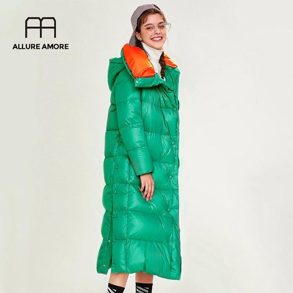 allure amore winter women long coat white duck down jacket quilted female lightweight thick clothes kg-865, Black
allure amore winter women long coat white duck down jacket quilted female lightweight thick clothes kg-865, Black