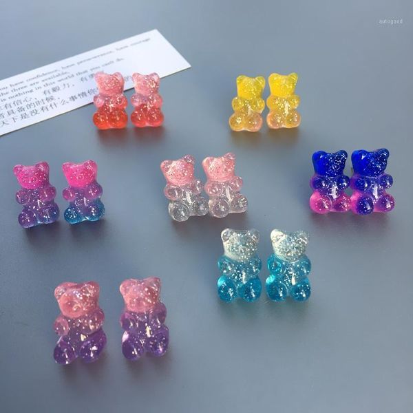 stud 1pair cute cartoon gummy bear earring for women girl lovely handmade colorful resin animal funny jewelry e6361, Golden;silver
stud 1pair cute cartoon gummy bear earring for women girl lovely handmade colorful resin animal funny jewelry e6361, Golden;silver