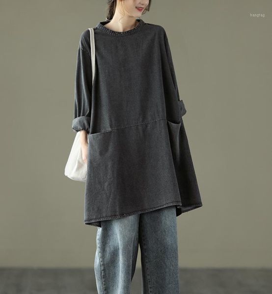 denim women dress 2020 autumn new big size pockets loose long-sleeved casual loose fashion dress for women1, Black;gray
denim women dress 2020 autumn new big size pockets loose long-sleeved casual loose fashion dress for women1, Black;gray