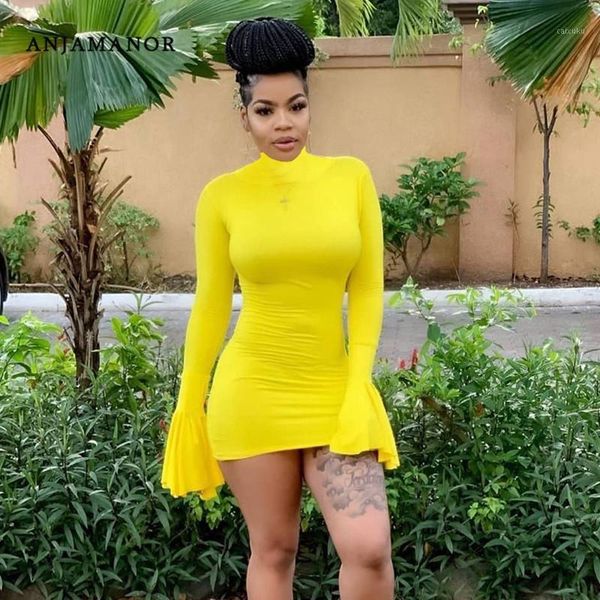 anjamanor high neck flare long sleeve bodycon mini dress fall fashion yellow dresses party night club wear d64-431, Black;gray
anjamanor high neck flare long sleeve bodycon mini dress fall fashion yellow dresses party night club wear d64-431, Black;gray