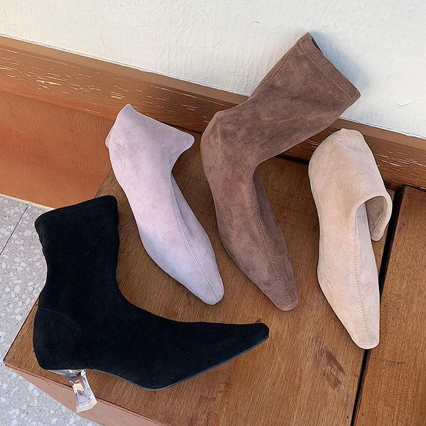 ins winter women clear low heels folck sock boots purple high heels chelsae boots designer yarn elastic ankle party shoes, Black
ins winter women clear low heels folck sock boots purple high heels chelsae boots designer yarn elastic ankle party shoes, Black