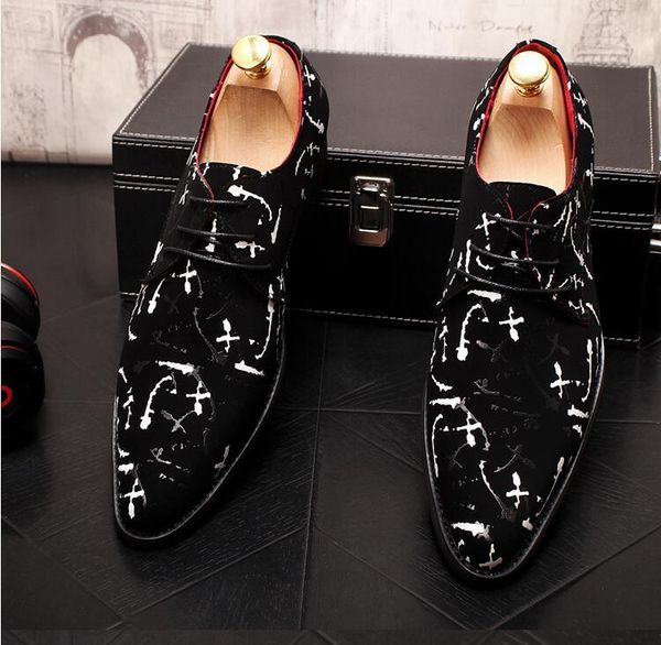men graffiti casual shoes printing velvet men formal leather shoes pointed toe oxford men's business leather, Black
men graffiti casual shoes printing velvet men formal leather shoes pointed toe oxford men's business leather, Black