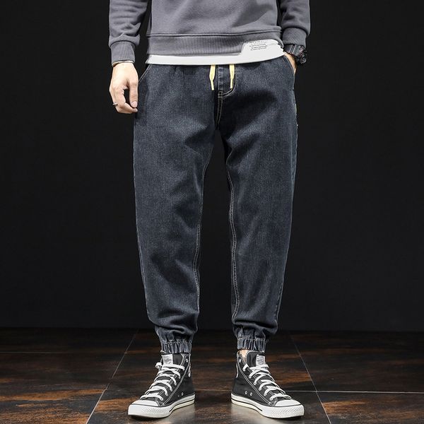 men's autumn and winter harem simple overalls oversized casual trend comfortable versatile elastic pants, Black 
men's autumn and winter harem simple overalls oversized casual trend comfortable versatile elastic pants, Black