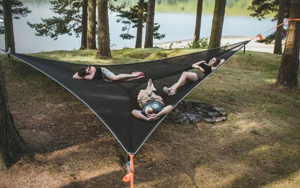 multi-person hammock- patented 3 point design portable hammock multi-functional triangle aerial mat convenient camping sleep
multi-person hammock- patented 3 point design portable hammock multi-functional triangle aerial mat convenient camping sleep
