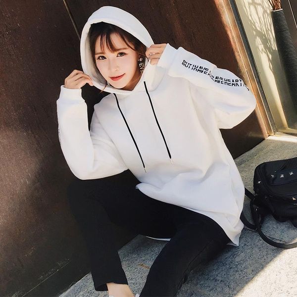 women's hoodie new fashion long-sleeve thin loose-fit hooded thin type for spring autumn lettered printed female casual, Black
women's hoodie new fashion long-sleeve thin loose-fit hooded thin type for spring autumn lettered printed female casual, Black