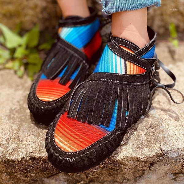 women boots rainbow sewing ladies ankle boots casual tassel autumn flat female shoes 2020 comfort flock woman footwear1, Black
women boots rainbow sewing ladies ankle boots casual tassel autumn flat female shoes 2020 comfort flock woman footwear1, Black