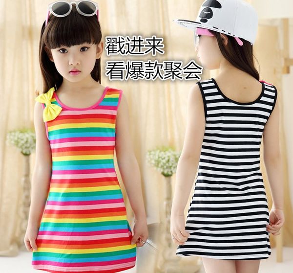 2020 girls korean style new shift dress dress childrens summer sleeveless rainbow striped black and white striped butterfly, Red;yellow
2020 girls korean style new shift dress dress childrens summer sleeveless rainbow striped black and white striped butterfly, Red;yellow