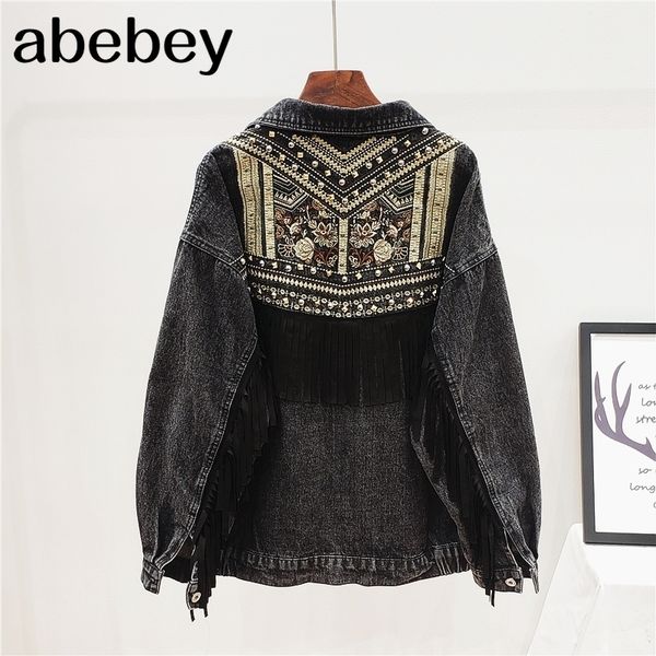 denim jacket korean floral embroidery suede fringe loose chaquetas mujer coat long sleeve outerwear jacket women veste femme 201023, Black;brown
denim jacket korean floral embroidery suede fringe loose chaquetas mujer coat long sleeve outerwear jacket women veste femme 201023, Black;brown