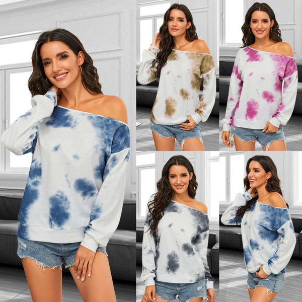 autumn and winter 2020 women's wear tie dyed off shoulder long sve t-shirt, Black;gray
autumn and winter 2020 women's wear tie dyed off shoulder long sve t-shirt, Black;gray