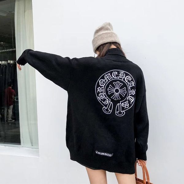ch chao brand 20 autumn winter crosin sanskrit horseshoe cross embroidery high collar coat men's and women's loose knit sweater, Black;brown
ch chao brand 20 autumn winter crosin sanskrit horseshoe cross embroidery high collar coat men's and women's loose knit sweater, Black;brown