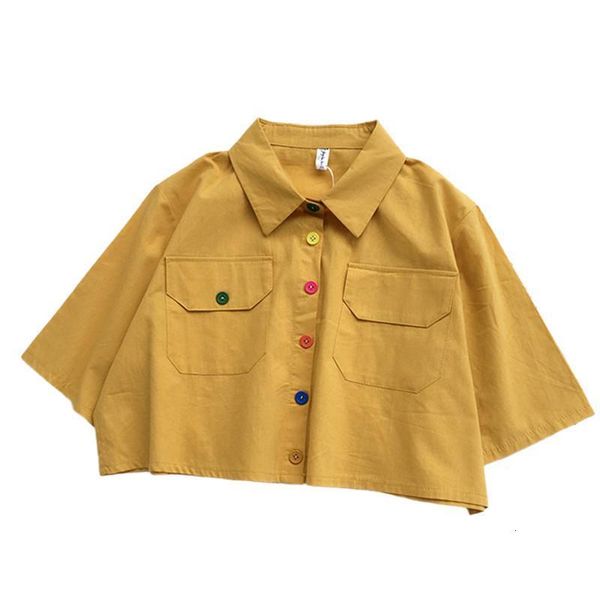 merry pretty summer harajuku blouse shirt women crop turn down collar pocket shirts korean cute button short blouse top, White
merry pretty summer harajuku blouse shirt women crop turn down collar pocket shirts korean cute button short blouse top, White