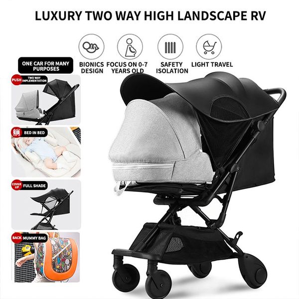 Jusanbaby Two-way Baby Stroller Folding Portable Trolley On The Plane Landscape Rainproof Lightweight Newborn Stroller