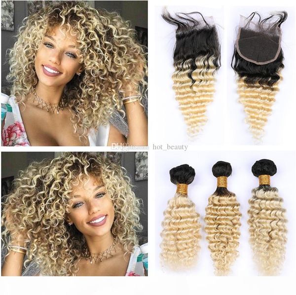 613 blonde ombre brazilian deep wave hair bundles with closure two tone 1b 613 dark roots blonde ombre deep curly human hair deals, Black
613 blonde ombre brazilian deep wave hair bundles with closure two tone 1b 613 dark roots blonde ombre deep curly human hair deals, Black