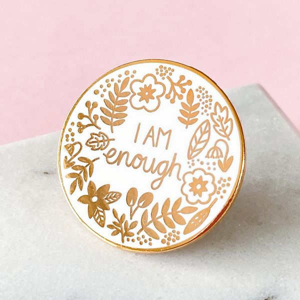 i am enough hard enamel pin fashion flowers and grass round gold brooch mental health awareness badge accessories unique gift, Gray
i am enough hard enamel pin fashion flowers and grass round gold brooch mental health awareness badge accessories unique gift, Gray