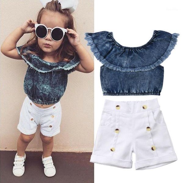 clothing sets toddler kids baby girls off shoulder short pants jeans outfits set clothes1, White
clothing sets toddler kids baby girls off shoulder short pants jeans outfits set clothes1, White