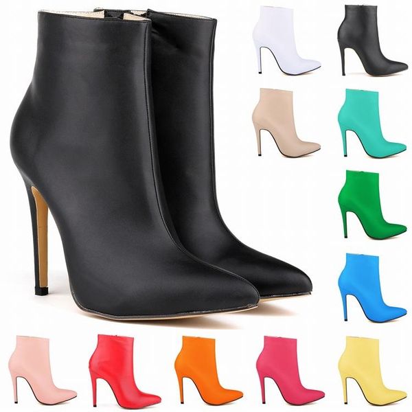 womens ankle boots high slim heels pointy toe side zipper casual shoes occident stilettos candy colors plus size custom made, Black
womens ankle boots high slim heels pointy toe side zipper casual shoes occident stilettos candy colors plus size custom made, Black