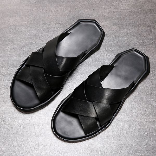 2019 new summer men's sandals layer leather shoes beach shoes casual breathable non-slip soft soles sandals for men t200420, Black
2019 new summer men's sandals layer leather shoes beach shoes casual breathable non-slip soft soles sandals for men t200420, Black