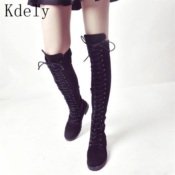 boots lace up over knee women flats shoes woman square heel rubber flock botas winter thigh high, Black
boots lace up over knee women flats shoes woman square heel rubber flock botas winter thigh high, Black
