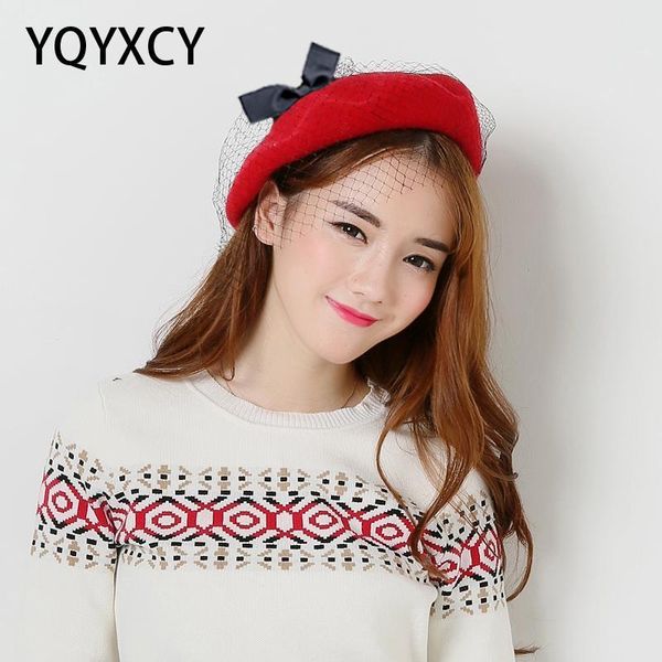 womens hats winter beret elegant black bow mesh yarn women hat wool beret french hat female pink red black gorras 2020 new, Blue;gray
womens hats winter beret elegant black bow mesh yarn women hat wool beret french hat female pink red black gorras 2020 new, Blue;gray