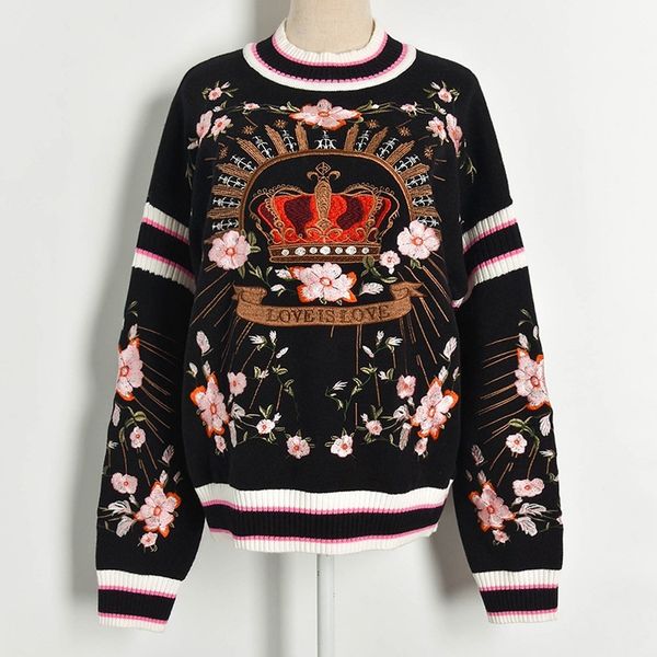 high street designer women's blouses for 2021 autumn luxury embroidered wreaths knitted pullovers chic lady s 5twr, White;black
high street designer women's blouses for 2021 autumn luxury embroidered wreaths knitted pullovers chic lady s 5twr, White;black