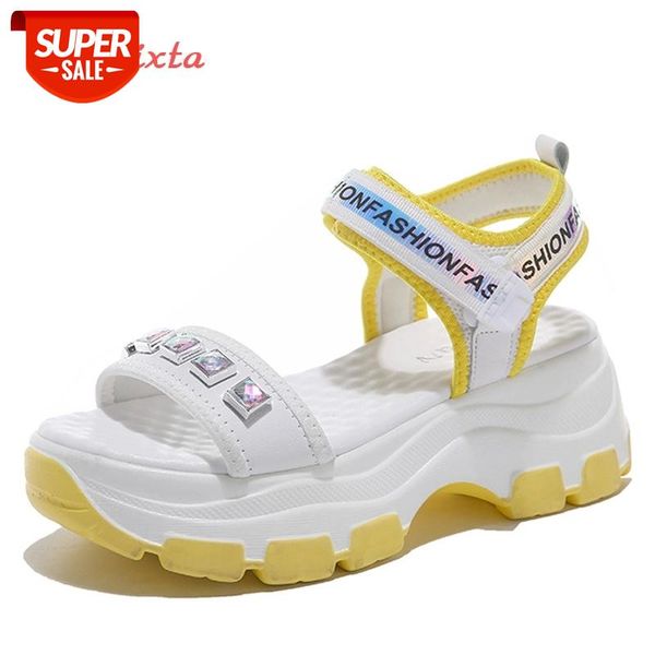 aphixta 2020 platform luxury jewellery crystal sandals women summer shoes thick heel casual sandals shoes summer sandalias mujer #rs14, Black