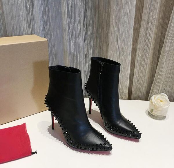 2021 winter women high heel pointed boots rivets red genuine leather 8cm 10cm thin heel warm motorcycle boots size 35-42, Black
2021 winter women high heel pointed boots rivets red genuine leather 8cm 10cm thin heel warm motorcycle boots size 35-42, Black