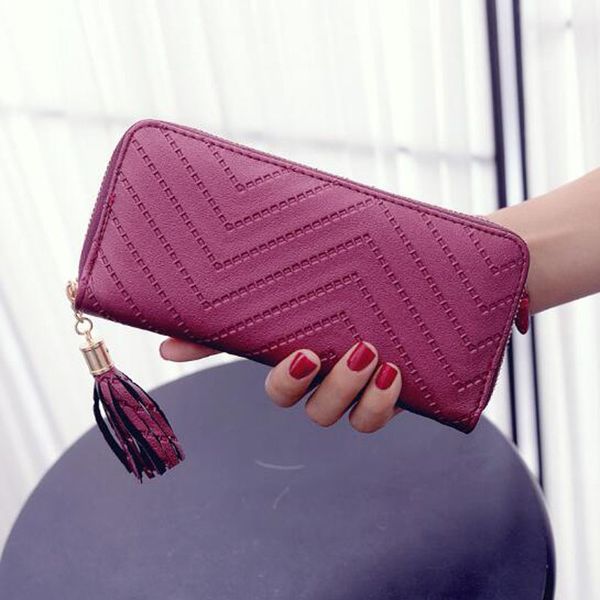women wallet leather dollar price tassel long women purse card holder handheld wallet ing, Red;black
women wallet leather dollar price tassel long women purse card holder handheld wallet ing, Red;black