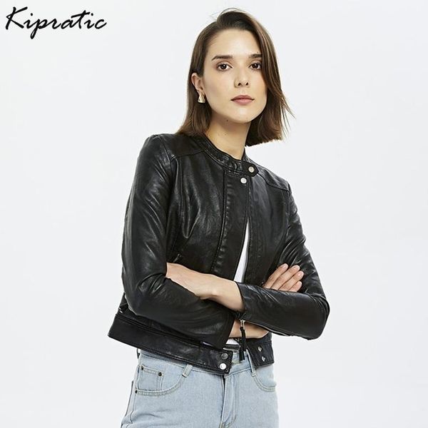women's leather & faux women spring autumn pu casual slim soft moto biker jacket female coat basic streetwear, Black
women's leather & faux women spring autumn pu casual slim soft moto biker jacket female coat basic streetwear, Black