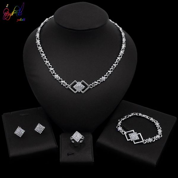 yulaili silver color valentine's day gift necklace bracelet earrings ring fashion jewelry sets women bridal wedding accessories
yulaili silver color valentine's day gift necklace bracelet earrings ring fashion jewelry sets women bridal wedding accessories