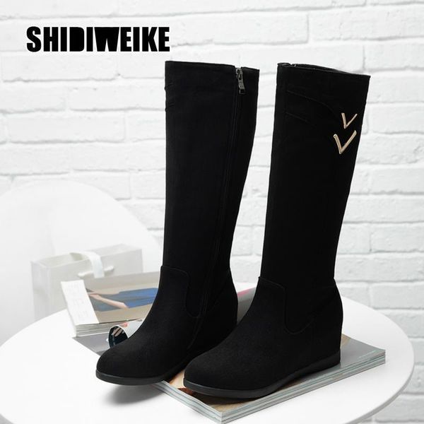 boots 2021 fashion women winter suede side zipper round toe high knee-high metal decoration shoes v7391, Black
boots 2021 fashion women winter suede side zipper round toe high knee-high metal decoration shoes v7391, Black