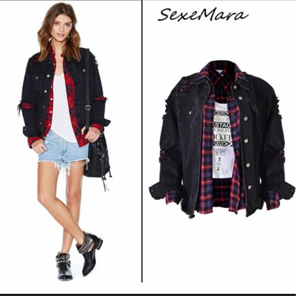 women's jackets loose black hollow out fashion denim jacket plus size 2021 streetwear solid regular spring women, Black;brown
women's jackets loose black hollow out fashion denim jacket plus size 2021 streetwear solid regular spring women, Black;brown