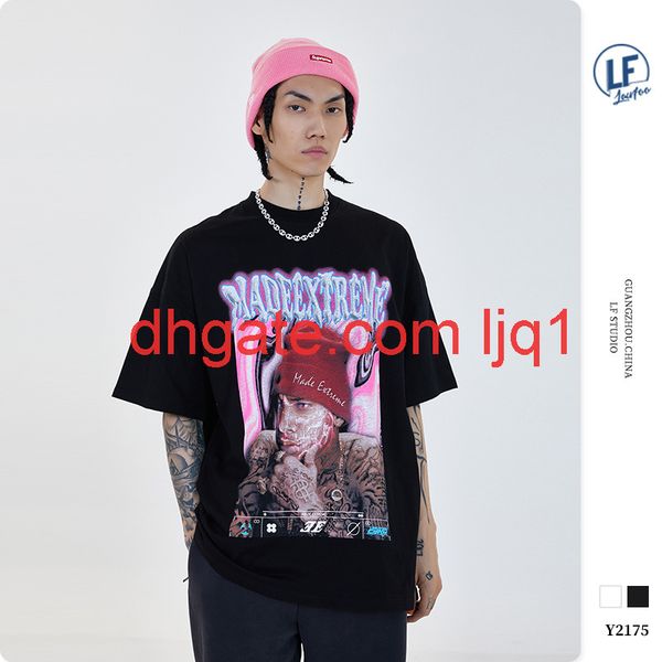 lawfoo2021 spring and summer new products guochao men's hip hop rapper print oversize short sleeve t-shirt, White;black
lawfoo2021 spring and summer new products guochao men's hip hop rapper print oversize short sleeve t-shirt, White;black