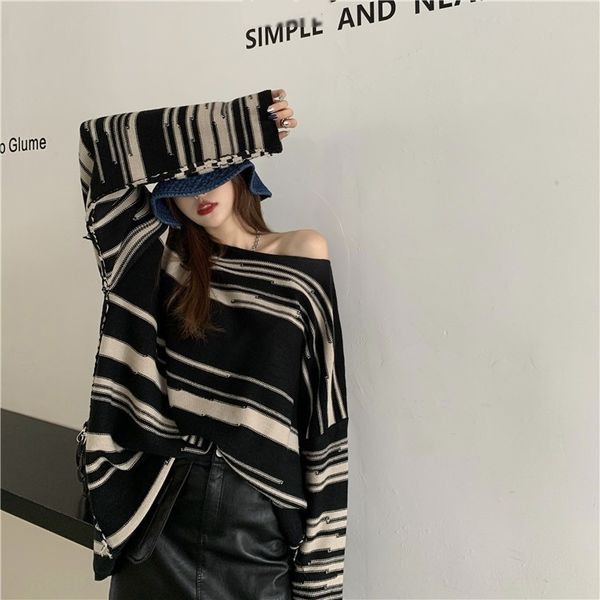 new autumn 2020 korean languid style loose stripe pullover pulloversweater pullover knitted long sleeve sweater 23676 rsugz, White;black
new autumn 2020 korean languid style loose stripe pullover pulloversweater pullover knitted long sleeve sweater 23676 rsugz, White;black
