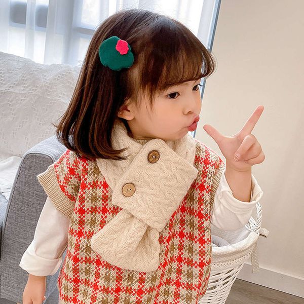 h5664 children's warm scarf autumn winter button wool knitting collar simple korean neck cover, Red;brown
h5664 children's warm scarf autumn winter button wool knitting collar simple korean neck cover, Red;brown
