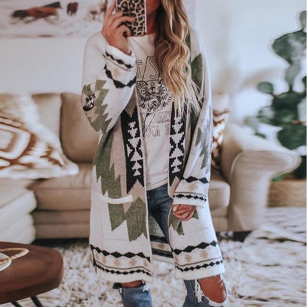 2020 autumn new long style cardigan for women loose printed patchwork casual knitted sweater popular coat outerwear womens, White
2020 autumn new long style cardigan for women loose printed patchwork casual knitted sweater popular coat outerwear womens, White