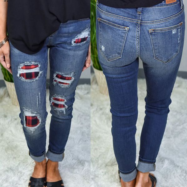 new show thin with holes printed pasted cloth women's jeans and trousers sell well, Blue
new show thin with holes printed pasted cloth women's jeans and trousers sell well, Blue