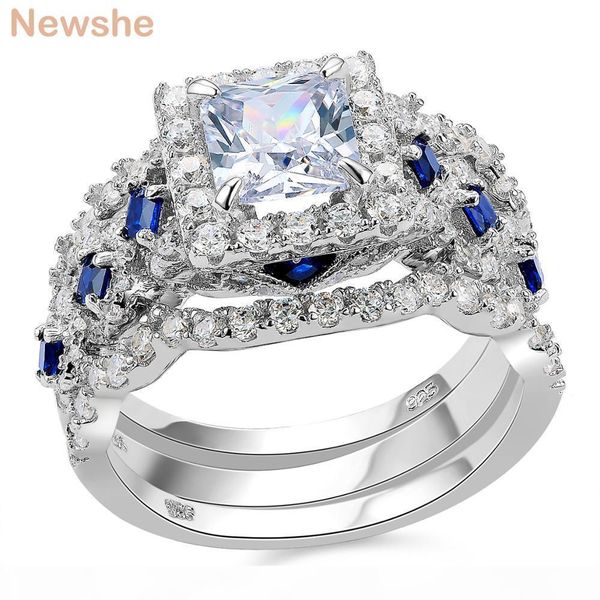 newshe 2.2 ct 3 pcs solid 925 sterling silver halo wedding ring sets princess cut cz blue side stone classic jewelry for women wzw, Slivery;golden
newshe 2.2 ct 3 pcs solid 925 sterling silver halo wedding ring sets princess cut cz blue side stone classic jewelry for women wzw, Slivery;golden