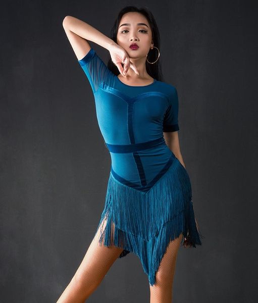 2020 brand sale latin dance dresses for women black lace club party dancer singer entertainer fringe tassel blue dress, Black;red 
2020 brand sale latin dance dresses for women black lace club party dancer singer entertainer fringe tassel blue dress, Black;red
