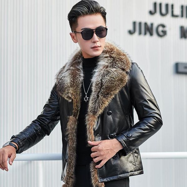 genuine leather jacket winter jacket men real raccoon fur collar down jakcet men casual sheepskin coat plus size erkek mont my1, Black
genuine leather jacket winter jacket men real raccoon fur collar down jakcet men casual sheepskin coat plus size erkek mont my1, Black
