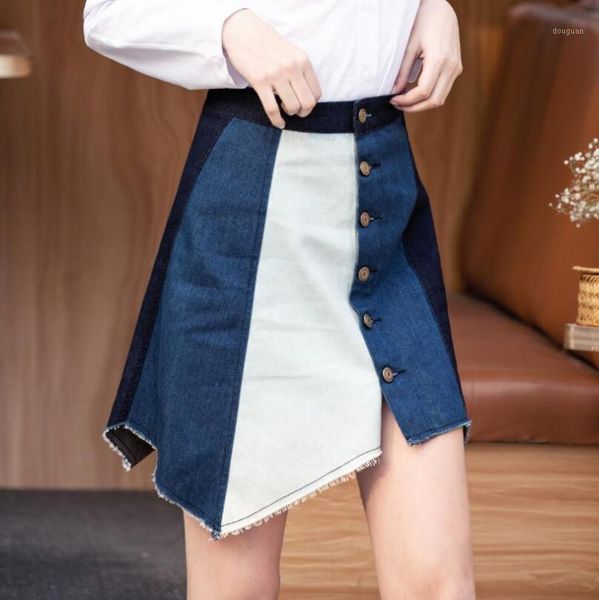 2019 summer style high waist denim skirt women irregular contrast color single-breasted jeans skirt plus size jupe femme w6541, Black
2019 summer style high waist denim skirt women irregular contrast color single-breasted jeans skirt plus size jupe femme w6541, Black