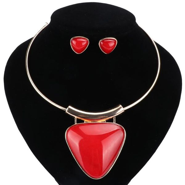 african beads jewelry sets for women wedding bridal resin gem triangle pendant statement necklace earrings accessories, Silver
african beads jewelry sets for women wedding bridal resin gem triangle pendant statement necklace earrings accessories, Silver