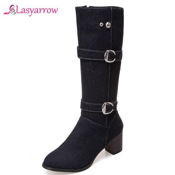 lasyarrow 2020 winter boot women denim double buckle strap block high heels mid calf riding knight boots ladies footwear shoes, Black
lasyarrow 2020 winter boot women denim double buckle strap block high heels mid calf riding knight boots ladies footwear shoes, Black
