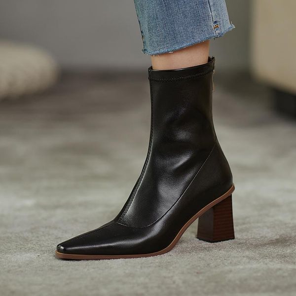 elegant women ankle boots band poined toe thick high heels women pumps working party dress shoes woman, Black
elegant women ankle boots band poined toe thick high heels women pumps working party dress shoes woman, Black