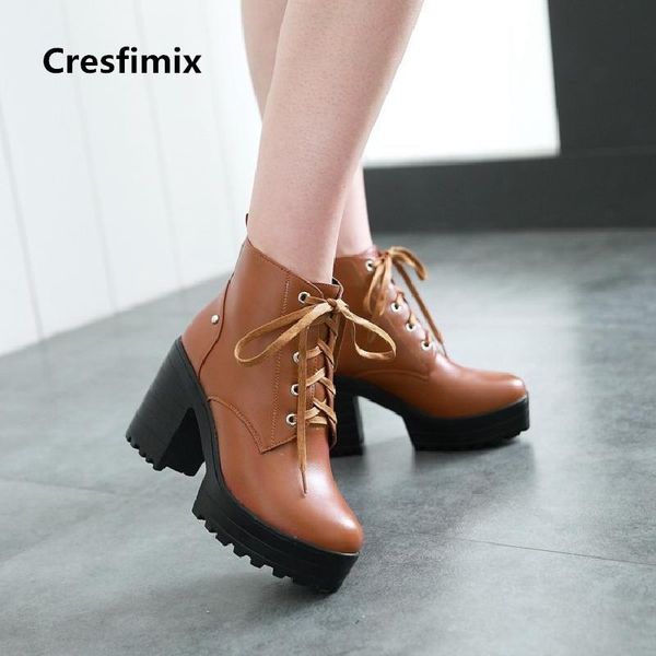women fashon comfortable lace up high heel brown boots botas femininas lady casual waterproof platform black cool boots e2294
women fashon comfortable lace up high heel brown boots botas femininas lady casual waterproof platform black cool boots e2294