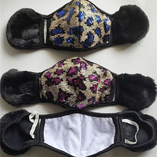 with plush fleece earmuffs face mask kids leopard sequined winter masks sequins facemask skimask outdoor headwear warm cover e102301
with plush fleece earmuffs face mask kids leopard sequined winter masks sequins facemask skimask outdoor headwear warm cover e102301